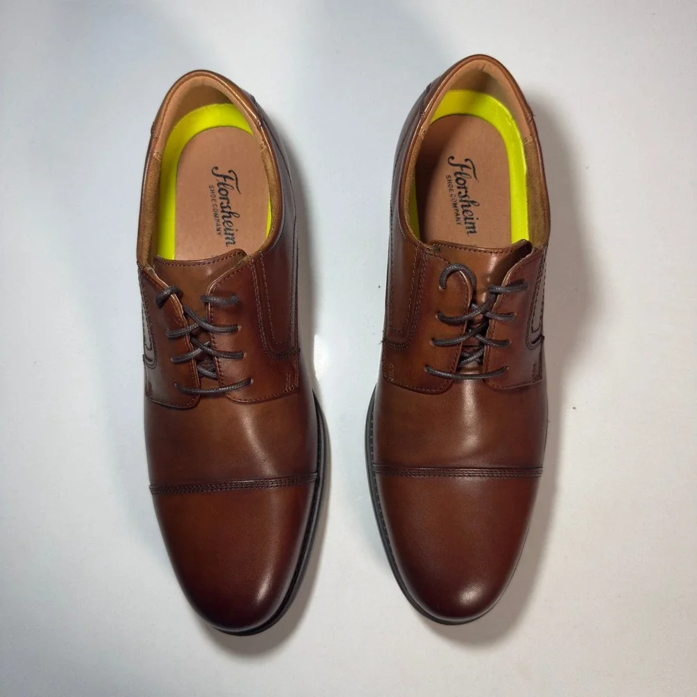 Florsheim Cap Toe Oxford Mens 11D Cognac New Comfortech Leather Dress Shoes NIB